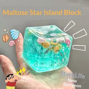 3D Island Shell Squishy Cube – Stress Relief Squeeze Toy for Kids & Adults