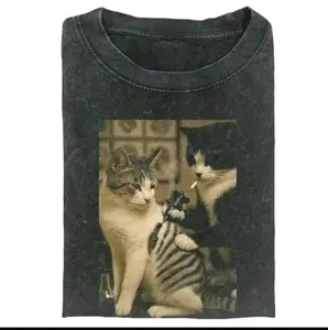 Funny Cat Vintage Short Sleeve Funny T-shirts for Summer Fashion Men&Women's Top for Daily Wear silly cat meme Graphic Tee Gift For Men Women, Menswear