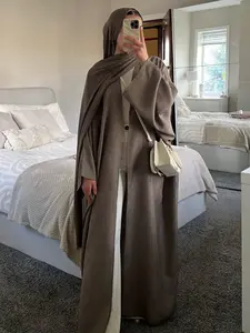 MQ116zongse(Women's Solid Color Classic Cardigan Robe, Loose And Stylish Cotton And Linen Comfortable Cardigan Robe, Arabian Dubai Clothing, Simple Abaya Outerwear Shawl, Suitable For Daily Outings And Festivals.)