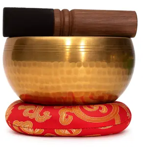 Tibetian Singing Bowl 3.5 - 5 Inch Big Handcrafted in Nepal for Yoga Chakra Healing & Stress Relief Mindfulness Practice with Authentic Nepalese Craftsmanship