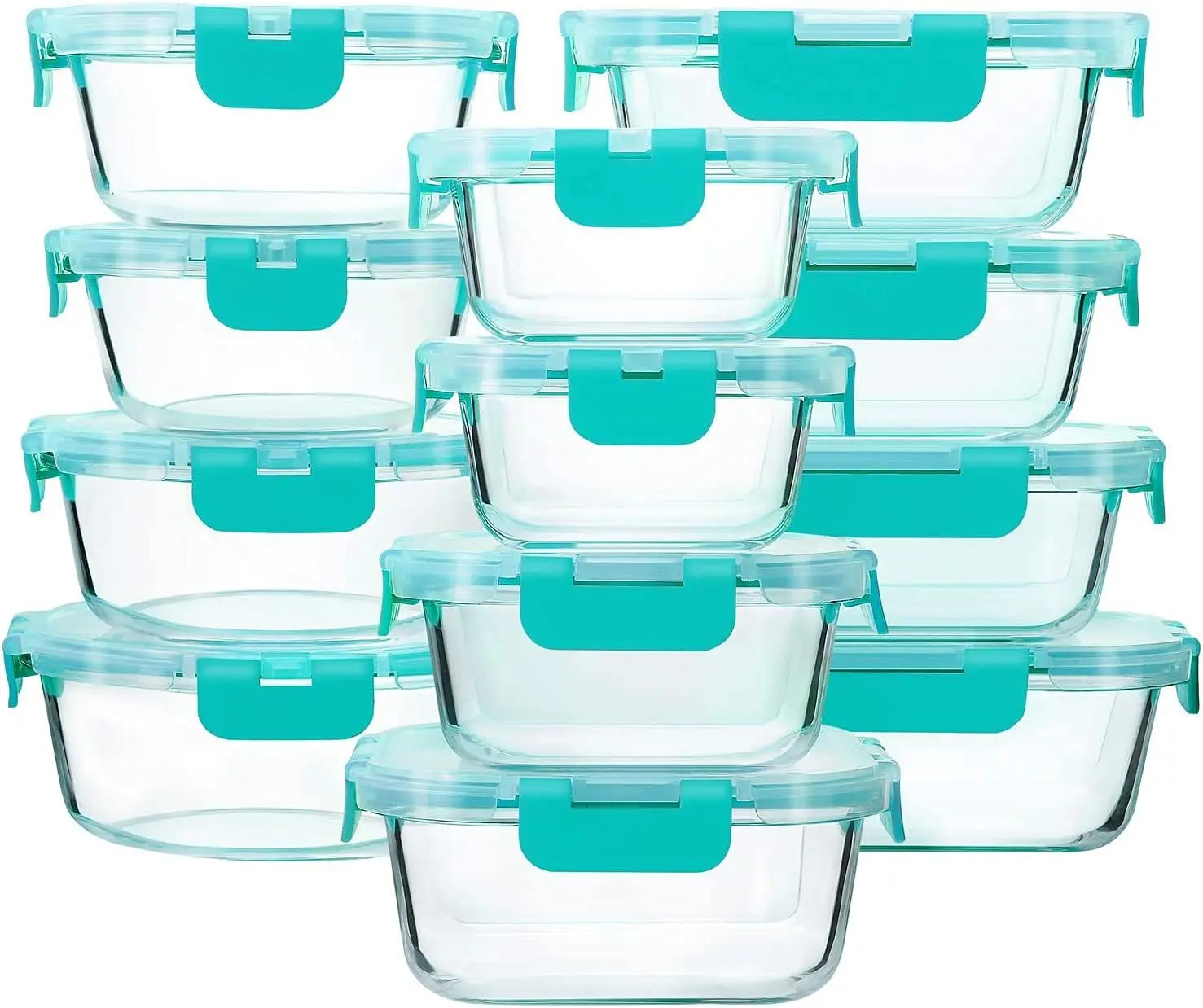 16-Piece Glass Food Storage Containers, Airtight Locking Lids, BPA-Free Meal Prep Set, Microwave & Freezer Safe