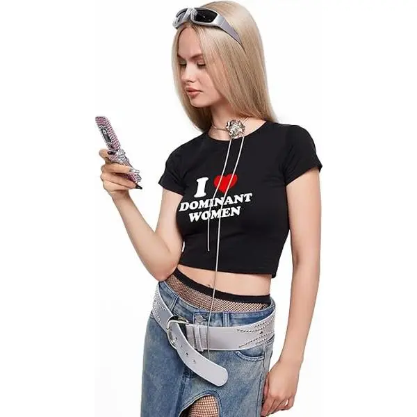 I Love D Women Y2K Baby Tee, Crop Tops, Blazer