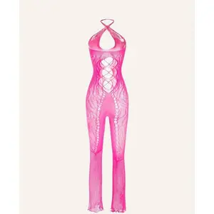 Blush Belle: Flared Elegance Lingerie Jumpsuit