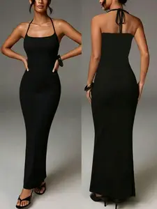 Women's Backless Long Dress, Y2K Slim Fit Mermaid Evening Gown, Trendy Sexy Party, Elegance, Suitable for Night Out and Formal Occasions, Sleeveless
