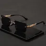 Unisex Rimless Rectangle Fashionable Sunglasses - Resin Frame, Small Square Adjustable Polarized Lenses, Men's Traditional Accessories, Gifts for Adults, Mens Gifts for Summer Beach Vacation & Everyday Use