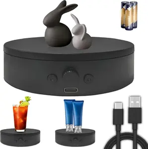 360 Degree Rotating Display stand Cup turner Rotating Display Stand for Epoxy Tumbler 360° Mute Turntable Take Photos and Videos Display Spinner with USB Power Cable for Photography Products Spinning  Live Show, Products Video shoot Organiser Rack