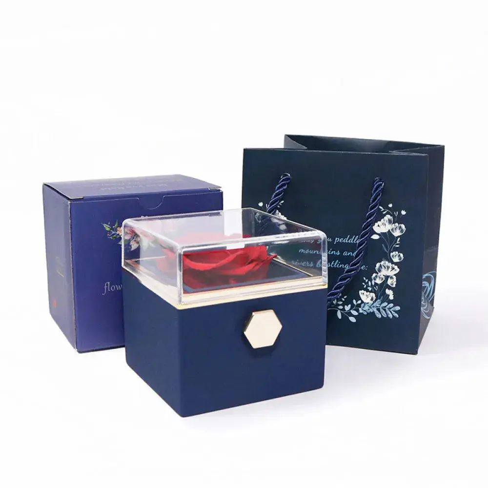 Vibe Geeks Eternal Rose Box Preserved Flower Surprise Proposal Jewelry Box
