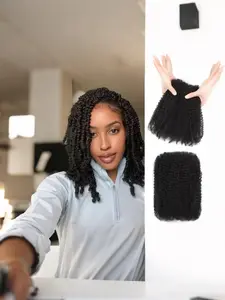 Afro Twist Big Curl High-Temperature Fiber Soft Synthetic Hair Braid, 18-22 Inch Afro Curly Pre Styled Synthetic Wig, Durable and Easy to Style, Afro Curly Braided, Synthetic Curly Wigs