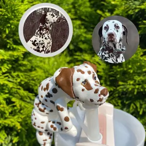Custom Dog Breed Straw Toppers For Stanley Tumblers or Other 9.5mm Straws – Made to Look Just Like Your Pup