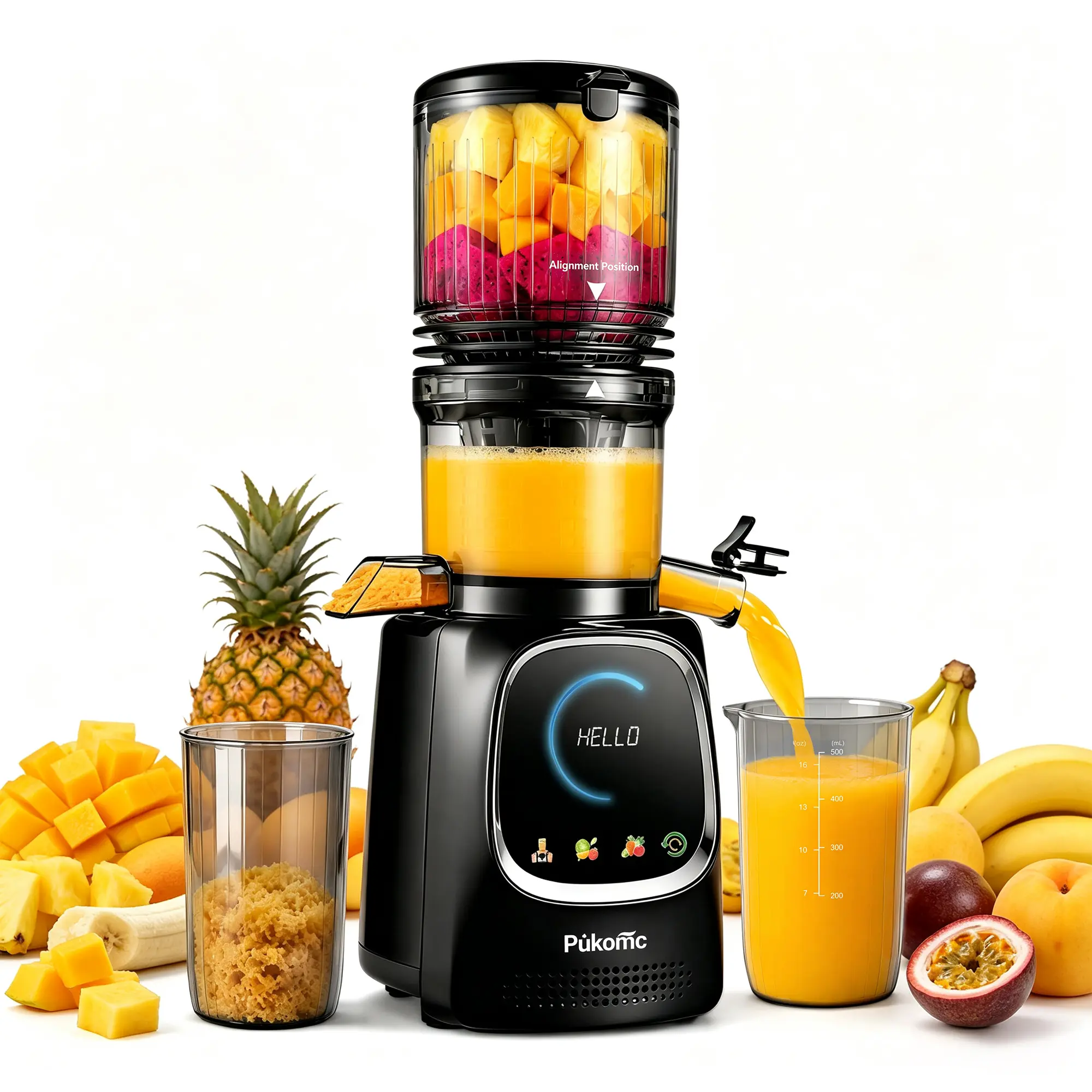 Pukomc Cold Press Juicer Large 5.3 Inch Feed Chute Juice Yield Up to 98% Easy to Clean with Two Filters for Whole Vegetables and Fruits,summerwins summerwins,home essentials tiktokshopbacktoschool