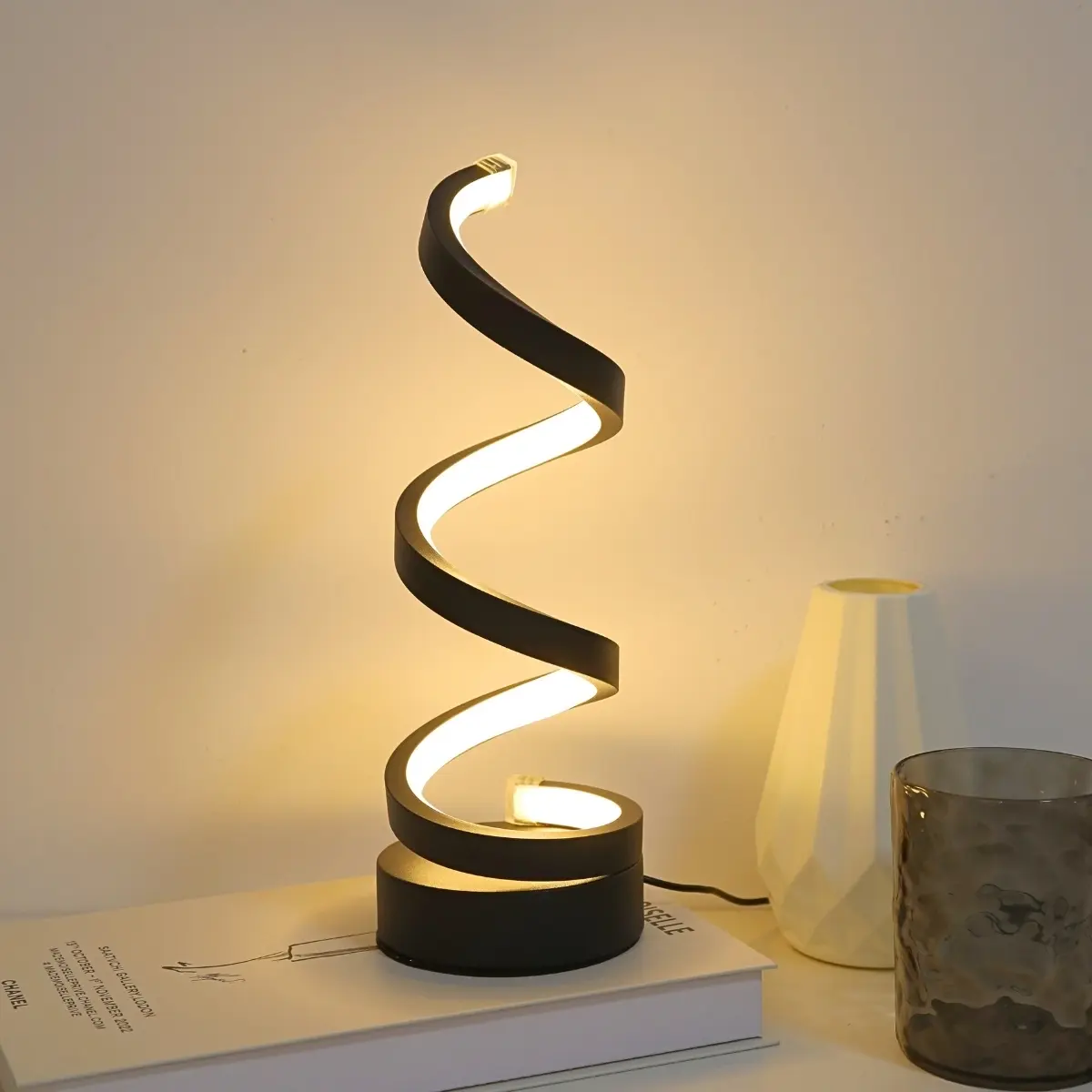 Modern Creative Line LED Desk Lamp, Modern Mood Lighting, Indoor Lighting, Adjustable Brightness, Aluminum Design, USB Powered, Home Office Decor, Artistic Base, Led Lighted