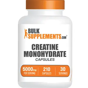 BulkSupplements - Creatine Monohydrate Capsules - Dietary Supplements - Muscle - Fitness Supplements - 210 Capsules - 5000mg per Serving