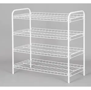4-Tier Steel Wire Shoe Organizer Holds Up to 12 Pairs Arctic White Hanging Design