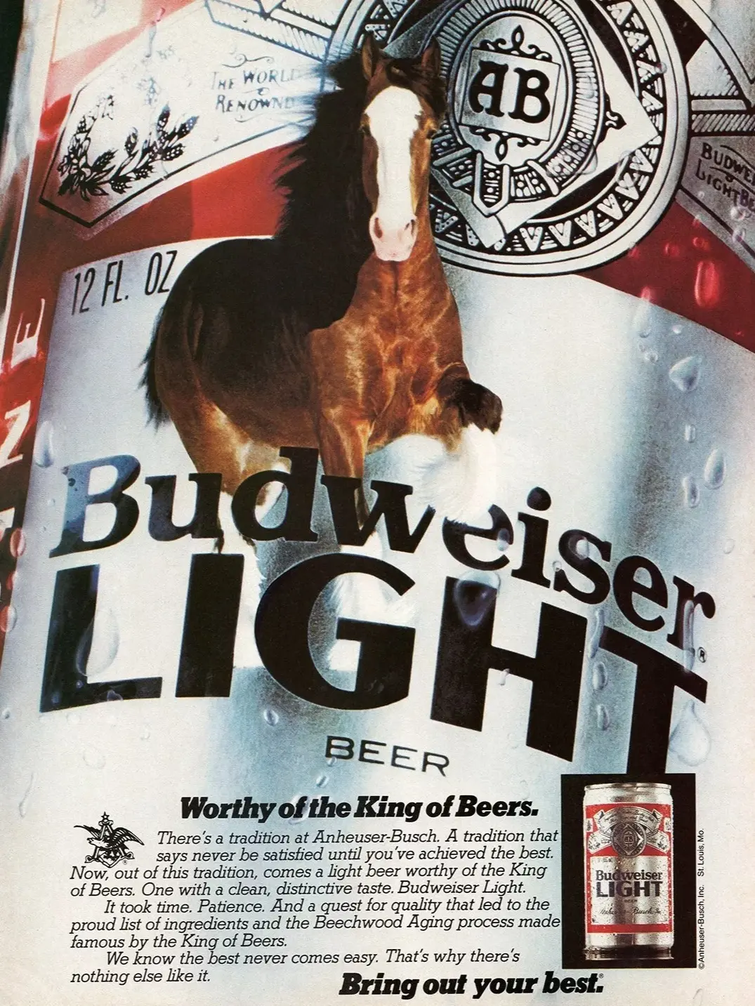1982 Budweiser Light Beer Vintage Print Ad Poster, Vintage Print Ad Poster, Inkjet Paper Unframed Poster TTM3L-270