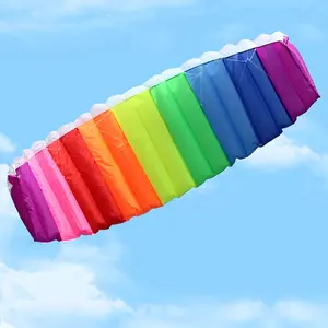 Rainbow Soft Parachute Stunt Kite with String Handle & Flying Tools, Power Training Gear for Sports & Beach, Ideal for Adults