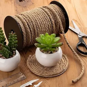 100 Feet 5mm Thick Twisted Nautical Rope for Crafts and Gift Wrapping - Decorative Hemp Jute String Twine (Brown)