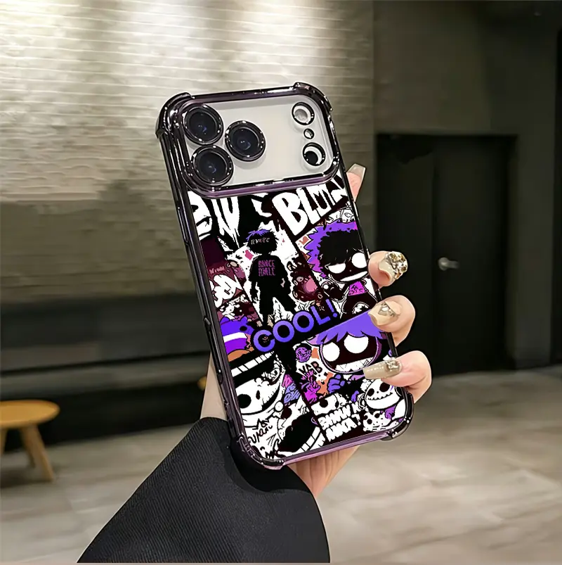Purple Tone Anime Villain Aesthetic Silicone Protective Cellphone Case - Soft TPU Shockproof Casing with Camera Protection, Mobile Phone Accessories for iPhone 12-17 Plus Pro Max Ultra & Samsung 22-25 Plus Pro Max Ultra, Vintage Unique Gift