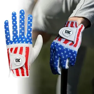 Golf Gloves Men Left Hand with Ball Marker, Mens PU Leather Golf Glove All Weather Grip Small Medium ML Large XL