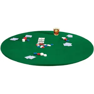 Fitted Round Elastic Edge Solid Green Felt Table Cover for Poker Puzzles Board Games Fits 36 Inch To 48 Inch Round Table - Also Fits 36 Inch Square Table
