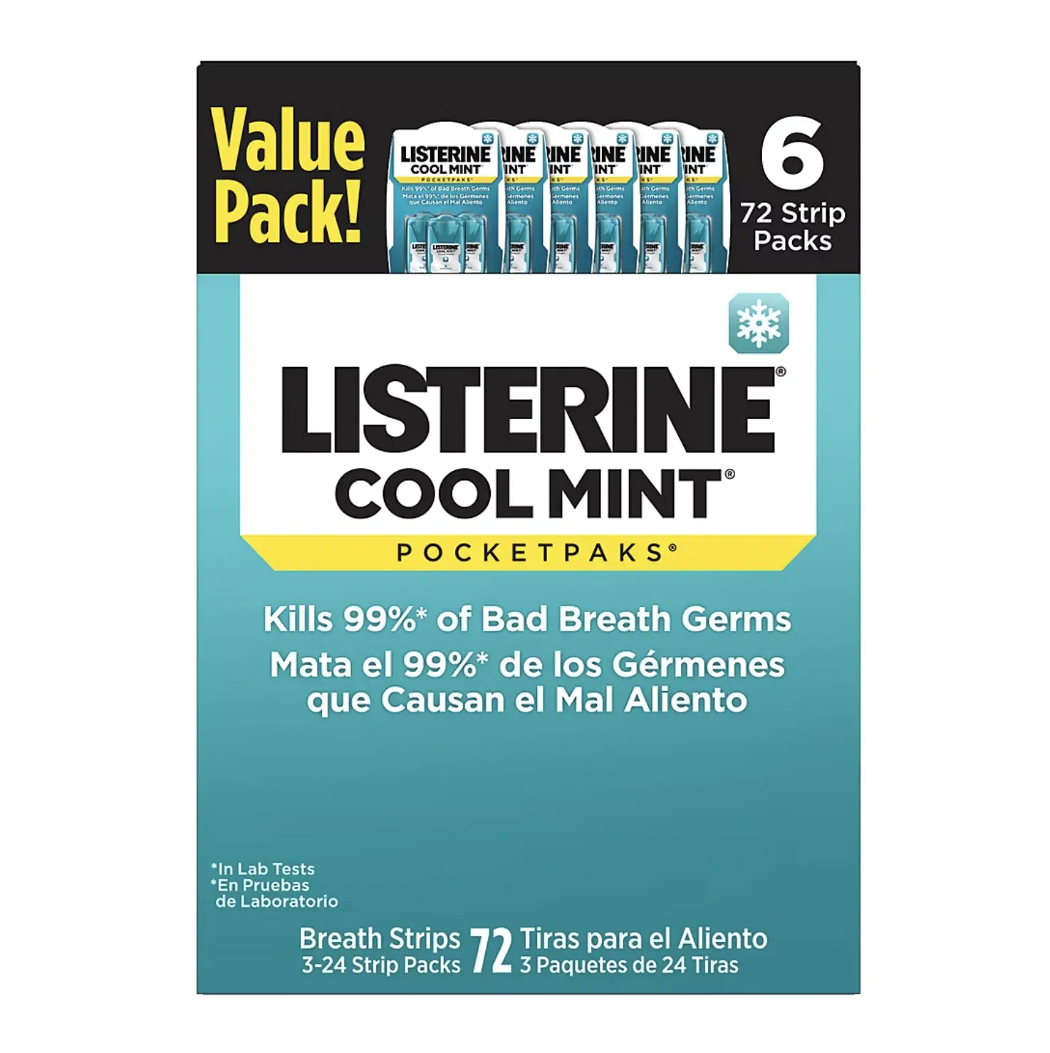Listerine Cool Mint Pocketpaks Breath Strips, 6 pk / 72 Strips