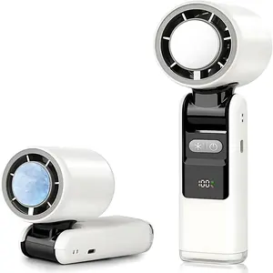 Handheld Foldable Portable Fan with Ice Cooler — 0–100 adjustable speed, LED digital display, 4000 mAh USB rechargeable, high-speed mini personal fan for travel, outdoor, home, office