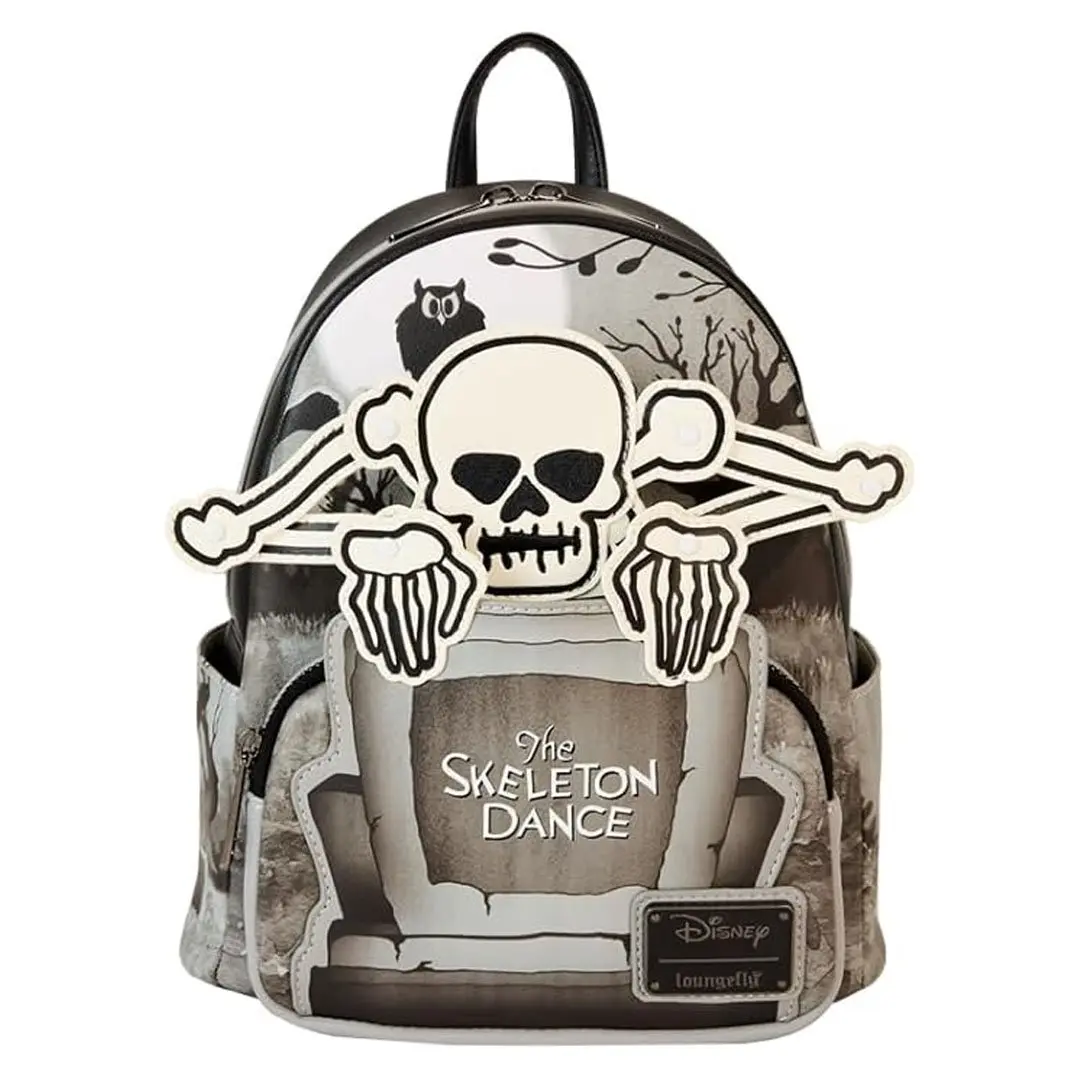 Retro Style Mini Backpack, Faux Leather Skeleton Dance Youth Bag, Collectible with Glow-in-the-Dark Moving Rivets, Youth Backpack, Collectibles, Mini Backpacks