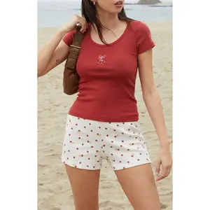 John Galt Women's Cherry Bow Embroidered Zelly Top - Multicolor