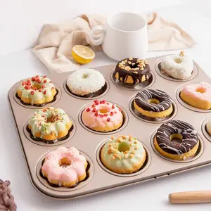 Non-Stick Donut Mold Set, 6 & 12 Cavity Mini Cupcake Baking Tools, Home Use Oven Safe Pans, Perfect for Homemade Pastries