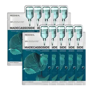 Mediheal Madecassoside Essential Sheet Mask Blemish Repair 10 pcs 98% Pure Madecassoside & Hyaluronic Acid Vegan Formula for Soothing Irritated Skin & Fading Dark Spots