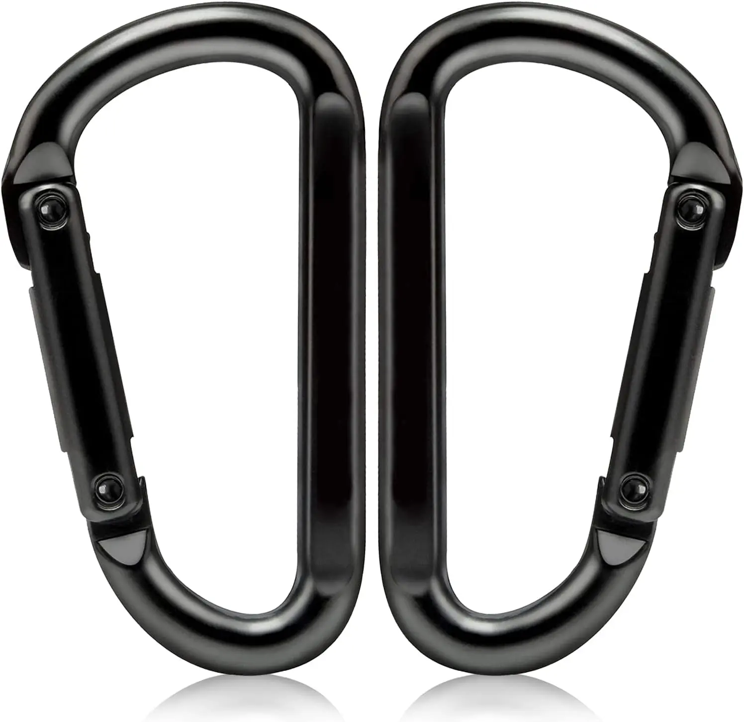 860lbs Iron Carabiner Clip, 3" D Shape Hook - for Hammocks, Camping, Hiking Accessories, Dog Leashes, Gym and More - Black