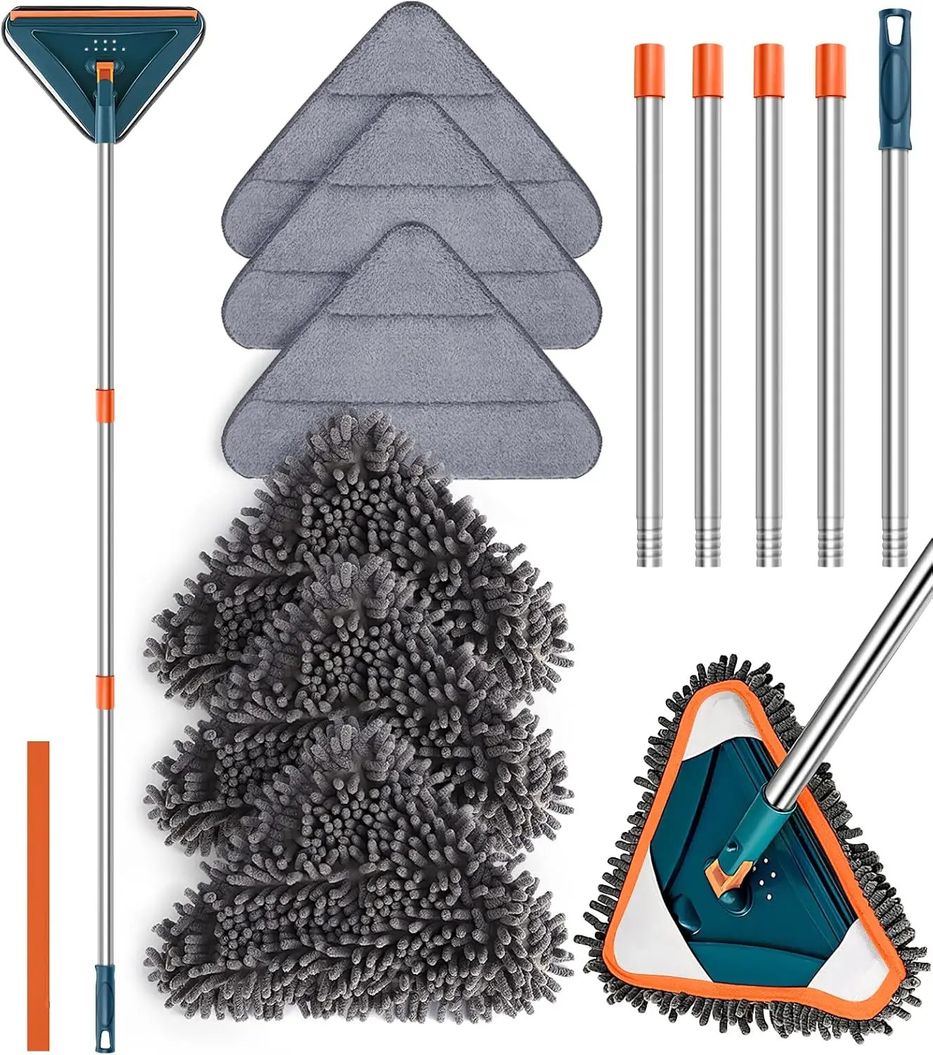 Wall Cleaner with Long Handle, 360° Rotatable Wall Mop, 85" Baseboard Cleaner Tool Duster for Walls, Dust, Ceiling Fans, and Floors - Cleaning