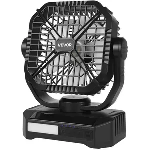 fathersdaygift  VEVOR 20000mAh Rechargeable Solar Fan with LED Lantern, 8 inch Portable Fan Cordless with 7W Foldable Solar Panel, 5 - Speed Timer Quiet, USB Battery Powered for Camping Tent Worksite Office DeskVEVOR Super Brand Day