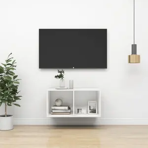 Wall-mounted TV Cabinet White 14.6"x14.6"x28.3" Engineered Wood