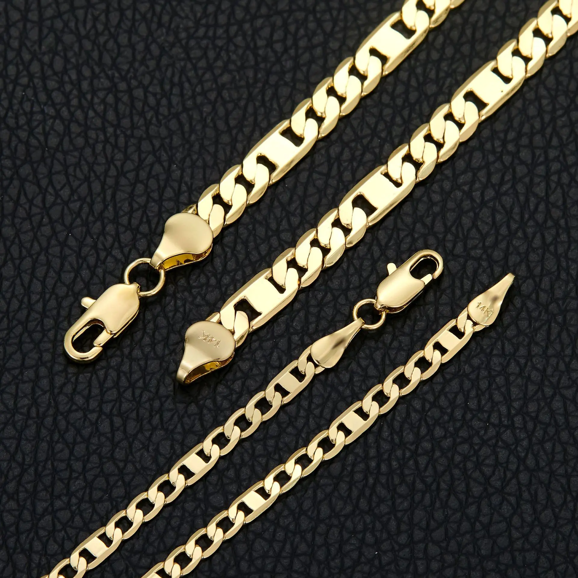 14K 3:1 Japanese necklace with label certification, width 3-6mm multi-specification, a must for giving away