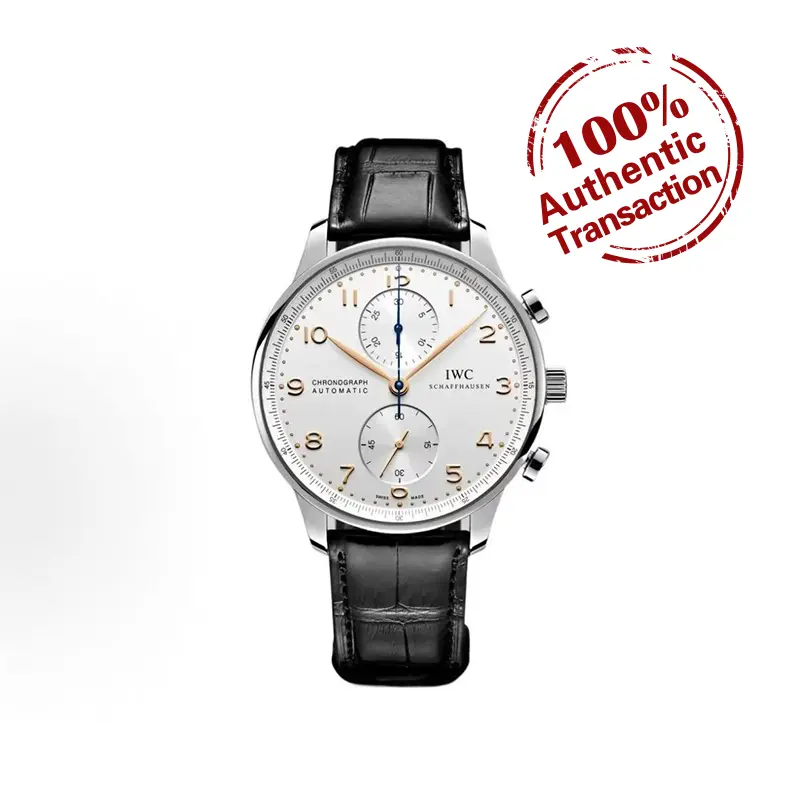IWC Portugieser Automatic Swiss Watch, 40.9mm White Dial Stainless Steel Case with Crocodile Leather Strap, 30M Water-resistant