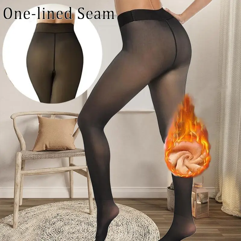 Women's Modest Islamic Full Length Sheer Illusion Fleece-Lined Thermal Tights - Plain, Stretchy Leggings for Yoga & Street Wear (Black, Brown) with Modest Coverage, Studio-Ready Design