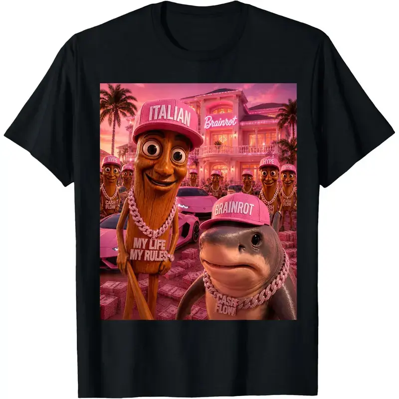 Tralalero Tralala Tung Tung Sahur Brainrot Meme T-Shirt, Italian Meme Tee