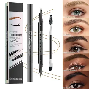 Precision Liquid Brow Pen Dual-Headed Waterproof & Smudge-Proof for Feathery Brows Eyeliner Hairline & Beard Fill Natural Look