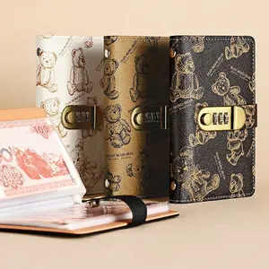 Bear Pattern Money Saving Wallet with Password Lock, A6 Cash Storage Album, Small Financial Management Binder, Holds Up to 100 Photos, Budget Planners, Monthly Budget Planner, Finance Checklist Organizer