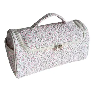 Large Capacity Floral Makeup Bag, Travel Wash Kit, Hair Dryer Storage Bag, Full Open Design, Hook Included, Organized Compartment