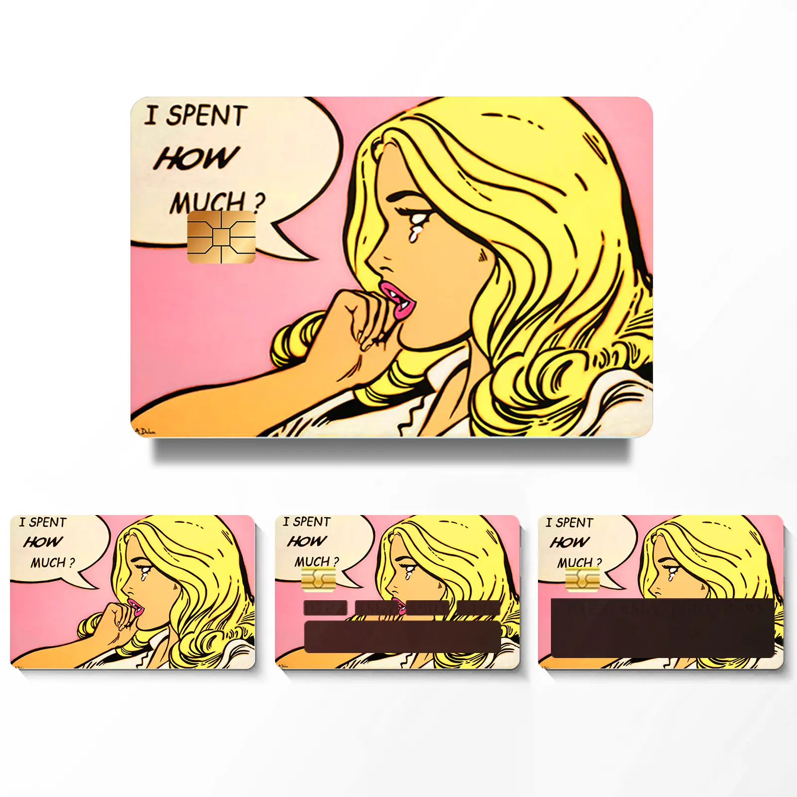4Pcs Vinyl Credit Card Stickers – Pink Card Wraps Personalisation of Debit/Credit Cards Stickers