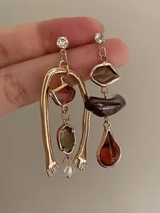 Vintage Geometric Asymmetry Design Dangle Earrings, 2025 New Style Fashion Jewelry for Party, Daily Clothing Decor, Trendy All-match & Exquisite Fashionable Jewelry Accessories for Birthday Gift, Trendy Jewellery Accessories