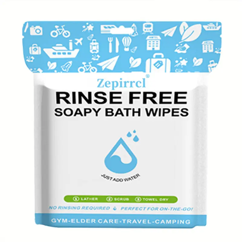 11.81*11.81in Disposable No Rinse Bathing towel for Sensitive Skin - All-in-1 Single Use Shower towel, Simply Dampen, Lather, and Dry Without Shampoo or Rinsing (Sensitive Skin, 1-Pack)