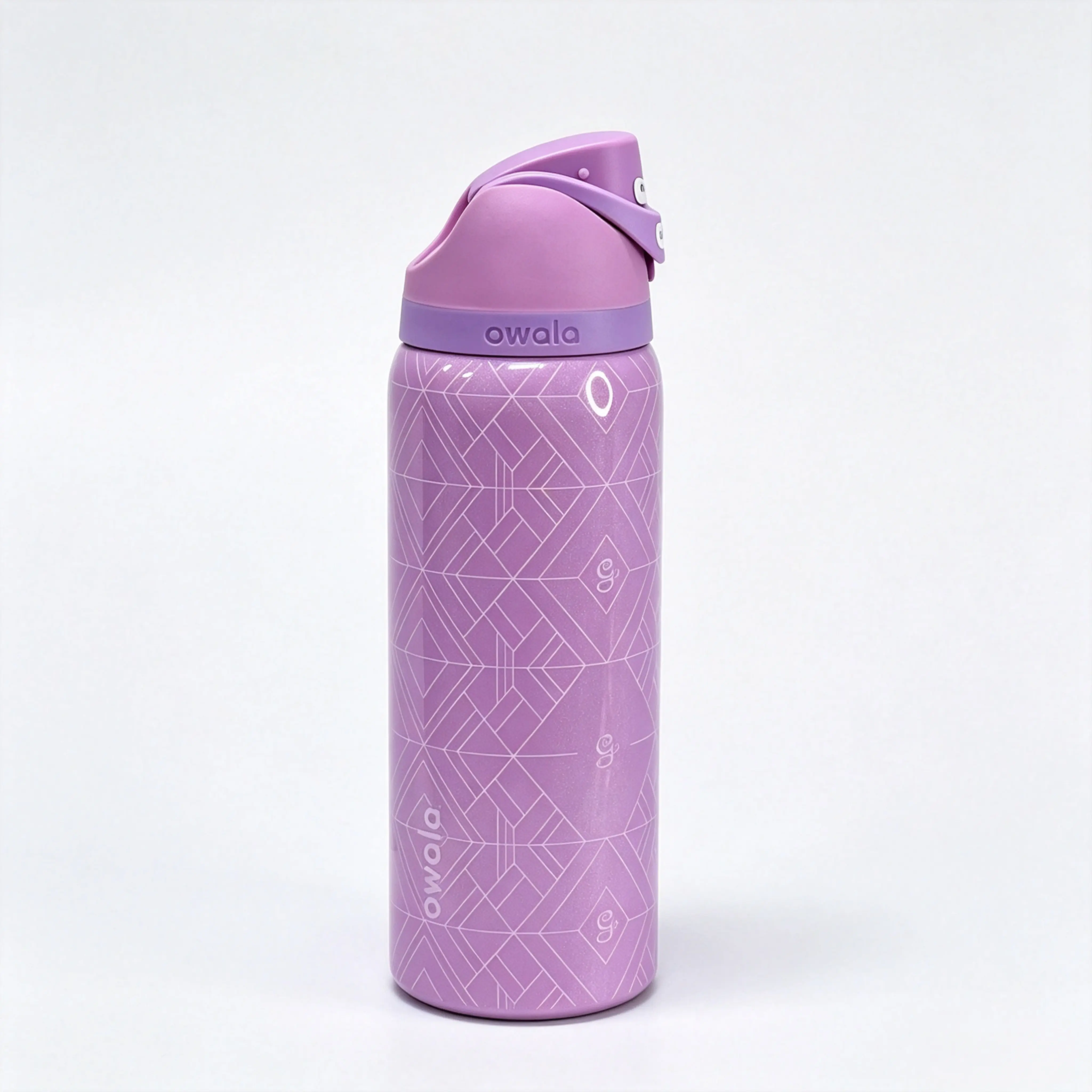 Owala 32oz FreeSip Insulated Water Bottle for Adults - Lavender Purple Spiderweb Geometric Line Print Stainless Steel Flip Tumbler Vacuum Flask, Leakproof Anti-Scalding Spooky Aesthetic Reusable Cup with Built-In Straw for Gym, Travel, Water Bottles, Styl