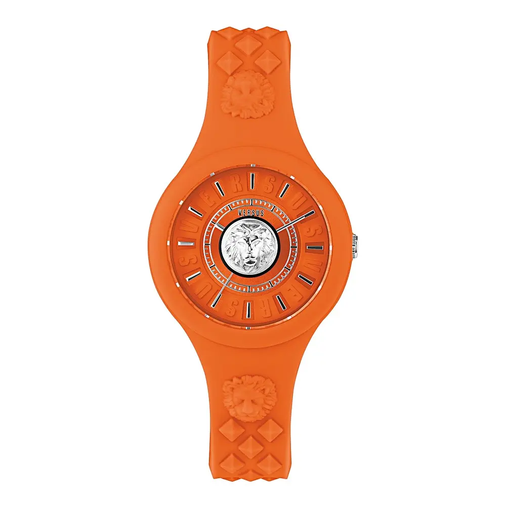 JTV Versus Versace Fire Island Watch 39mm Orange with Stainless Steel details Enamel Dial Silicone Strap
