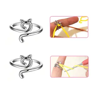 2 PCS Crochet Ring for Adjustable Finger Crochet Tension Ring Easy Crocheting Yarn Control Accessories Festival Gift