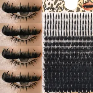 2-in-1 Faux Lash Clusters: 120D thick 10-19mm pointed-tip lower lashes + 220pcs thick individual clusters. DIY cartoon-style lashes for bold glam & anime vibes. Lightweight, long-lasting, easy to apply, delivering salon-worthy results at home.