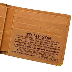 Gift for Son - Quality Leather Card Wallet for Dad/Mom for Son-Men's Wallet-Graduation gift for son，back to school gift，schoolhaul