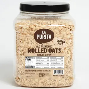La Purita 100% Gluten Free Old Fashioned Rolled Oats, 53 oz - Oatmeal, Non-GMO, Whole Grain, High-Fiber, Nutrient-Rich, Perfect for Porridge, Baking & Smoothies
