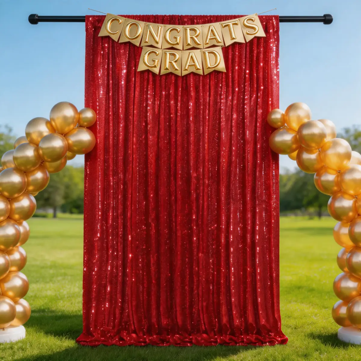 1 Pc Red Sequin Backdrop Curtain 4x8ft for Wedding Birthday Party Christmas Halloween Thanksgiving Photography Studio Sparkle Glitter Background